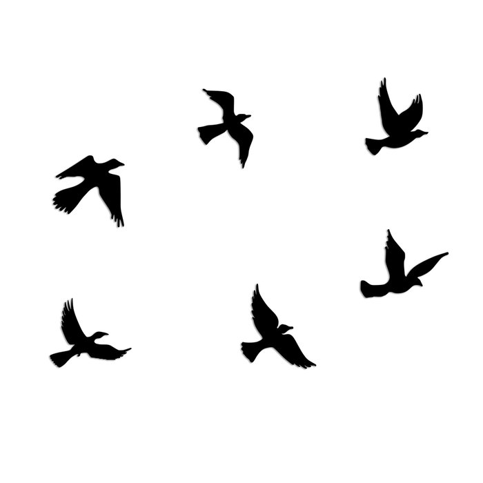 Wallity Flying Birds Escultura de Pared de Metal Negro
